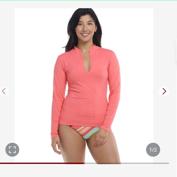 Women's Standard Upper-Cut Long Sleeve Rashguard, Peach SMALL NEW WITH TAGS - Picture 1 of 3